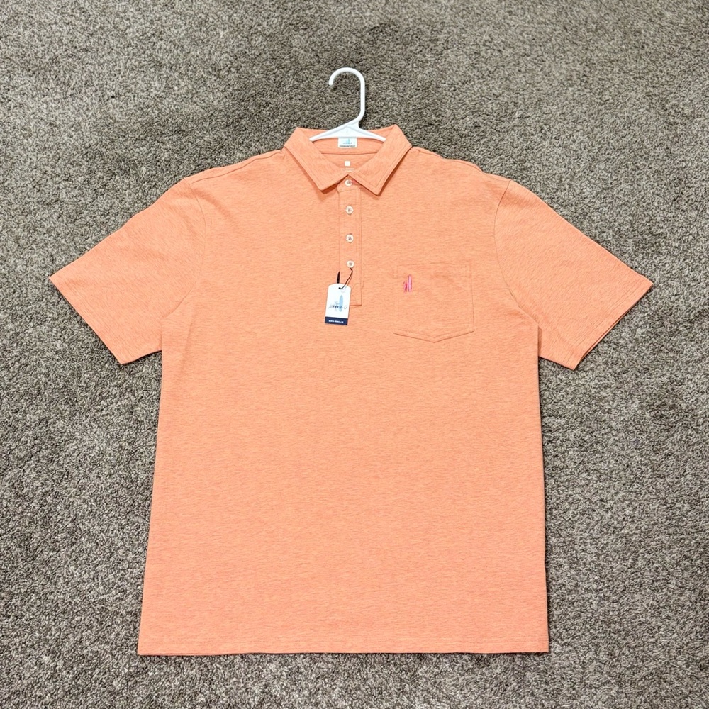 NWT Johnnie O Hangin Out Mens Polo Shirt Orange Cotton Short Sleeve Stretch Golf